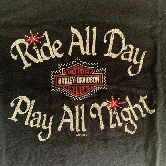 Harley Davidson Las Vegas Rhinestone Bling Graphic Tee - Picture 2 of 9